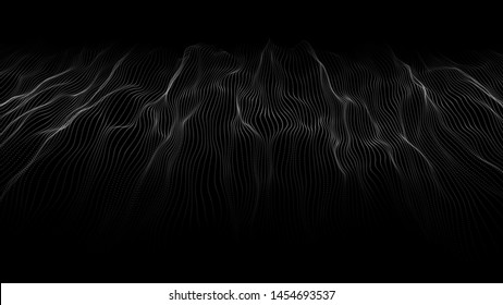 Abstract wave of many points. 3D futuristic background illustration. Big data. Vector illustration