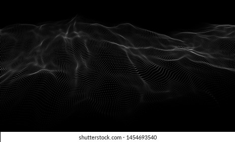 Abstract wave of many points. 3D futuristic background illustration. Big data. Vector illustration