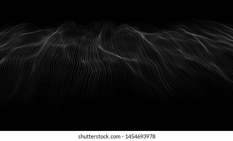 Abstract wave of many points. 3D futuristic background illustration. Big data. Vector illustration
