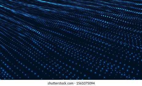 Abstract wave of many points. 3D futuristic background illustration. Vector illustration.
