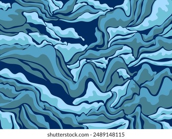 Abstract wave, marble, liquid pattern vintage colorful hand drawn vector illustration background. Design for web, banner, fabric, textile, decoration.