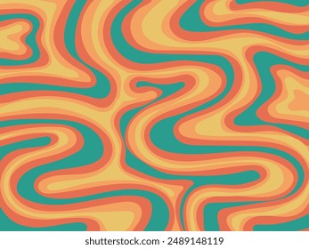 Abstract wave, marble, liquid pattern vintage colorful hand drawn vector illustration background. Design for web, banner, fabric, textile, decoration.