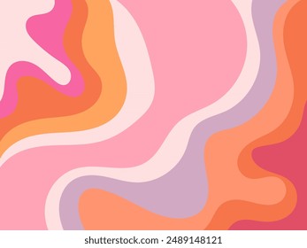 Abstract wave, marble, liquid pattern vintage colorful hand drawn vector illustration background. Design for web, banner, fabric, textile, decoration.