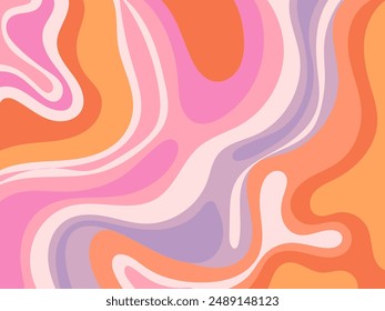 Abstract wave, marble, liquid pattern vintage colorful hand drawn vector illustration background. Design for web, banner, fabric, textile, decoration.