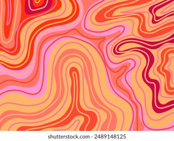 Abstract wave, marble, liquid pattern vintage colorful hand drawn vector illustration background. Design for web, banner, fabric, textile, decoration.