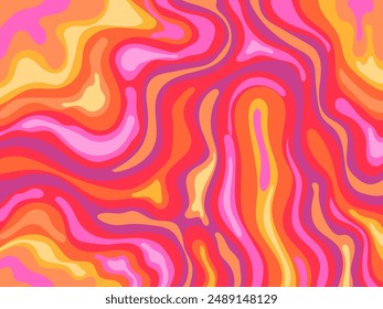 Abstract wave, marble, liquid pattern vintage colorful hand drawn vector illustration background. Design for web, banner, fabric, textile, decoration.