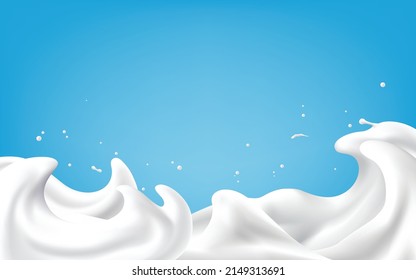 Abstract wave milk on blue background, vector illustration and design.