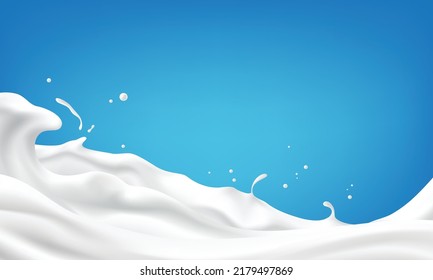 Abstract wave milk on blue background, vector illustration and design
