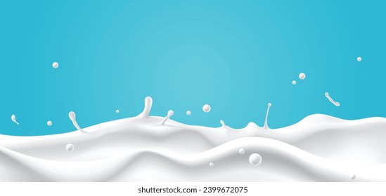 Abstract wave milk on blue background, vector illustration and design.