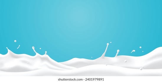 Abstract wave milk on blue background, vector illustration and design.