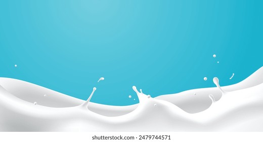 Abstract wave milk on blue background, vector illustration and design.