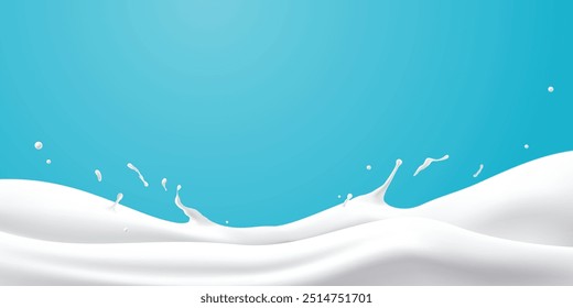 Abstrakte Wellenmilch auf blauem Hintergrund, Vektorgrafik und Design.