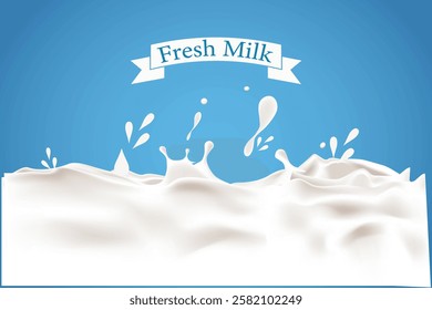 Abstract wave milk on blue background, vector illustration and design