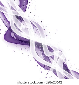 Abstract wave modern layout with fresh white violet swoosh line with splashes. Vector illustration