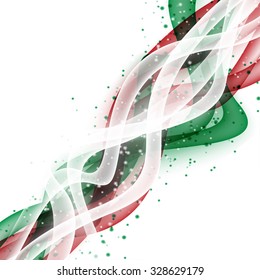 Abstract wave modern layout with fresh white red green swoosh line with splashes. Vector illustration