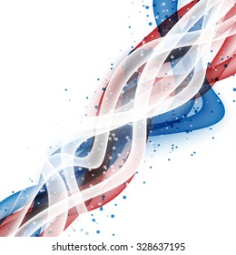 Abstract wave modern layout with fresh white blue red swoosh line with splashes. Vector illustration