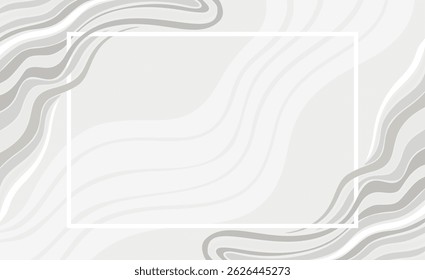 Abstrato Onda Moderno Design Neutro Listras Fundo com linhas curvas, Canto Ondulado e Quadro. Ilustração de Vetor para Fundo de Apresentação em Cores Brancas e Cinzas