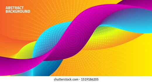 Abstract wave modern with yellow background. Dynamic fluid colorful style. Vector illustration