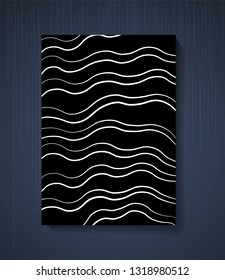 Abstract wave monochrome background in vector. Modern black and white wallpaper with lines. 