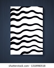 Abstract wave monochrome background in vector. Modern black and white wallpaper with lines. 