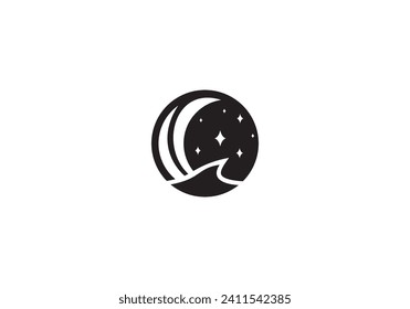 abstract wave moon star logo design icon template