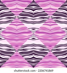 Abstract wave mosaic seamless pattern. Hand drawn stripe tile endless wallpaper. Abstract line ornament. Design for fabric, textile print, wrapping paper, cover. Vector illustration