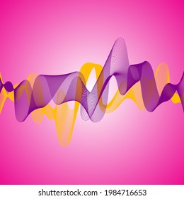 Abstract Wave Movement Over Pink Background.