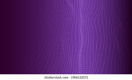 Abstract wave with moving dots. Flow of particles. Vector cyber technology illustration.
