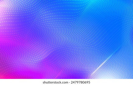 Abstract wave moving dots flow particles background. 3d wave point fractal grid science futuristic audio visualization. Artificial intelligence. Big data. technology, science, music. Tech Vector EPS10