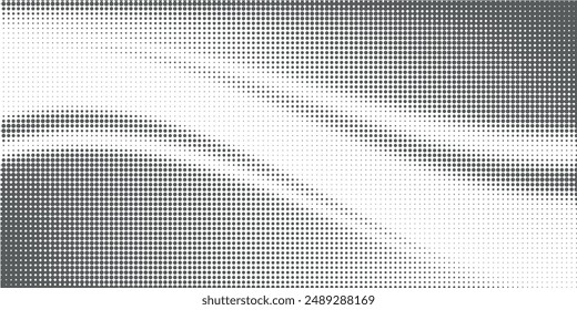 Abstract wave with moving dots. Flow of particles. Vector cyber technology illustration.