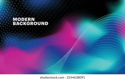 Abstract wave moving dots flow particles, modern background design for brochures, flyers, magazine, banner.