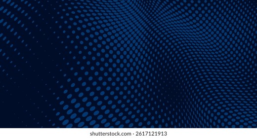 Abstract wave with moving dots. Flow of particles. modern