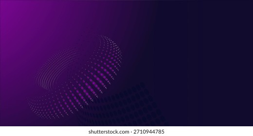 Onda Abstractas con puntos en movimiento. Flujo de partículas. Ilustración de tecnología cibernética de Vector.

