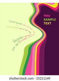 Abstract wave multicolored design with text