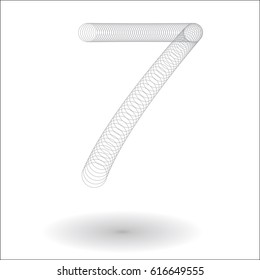 Abstract wave number seven on white background.