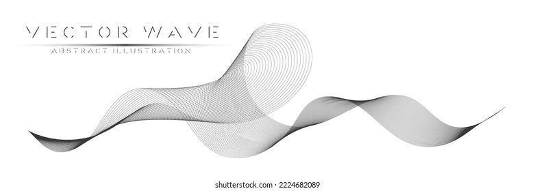 Abstract wave on a white background. Vector sound wave of lines. The concept of an equalizer, the vibration of musical frequencies. Vector illustration.