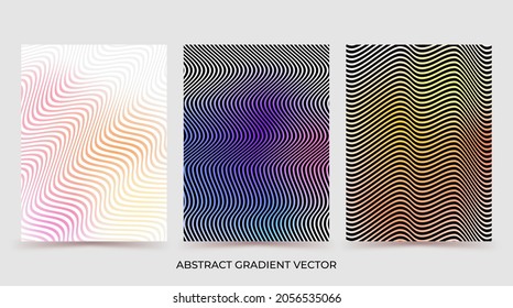 Abstract wave optical illusion  background, colorful vector illustration. Creative abstract patterns, liquid design for book cover, banner, flyer. Wavy dynamic layout, blue, yellow, orange colors.