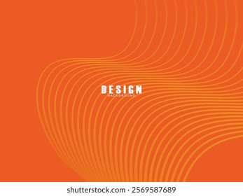 Abstract wave orange background. Curved wavy lines. Vector gradient orange background. Design elements. Vector illustration for poster, placard, flyer, banner, header, cover, etc.