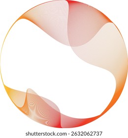 Abstract wave orange circle on transparent background. Flowing circle frame with wave lines pattern flowing. Concept of music, technology, ai and artificial intelligence, website, business