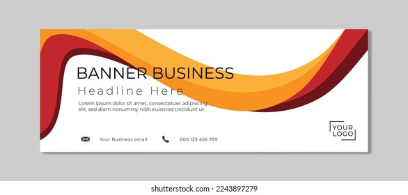 abstract wave orange and white background banner design template