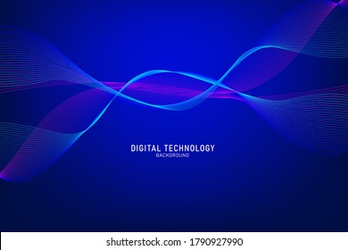 Onda abstracta de fondo y fondo de pared de partículas, vectores