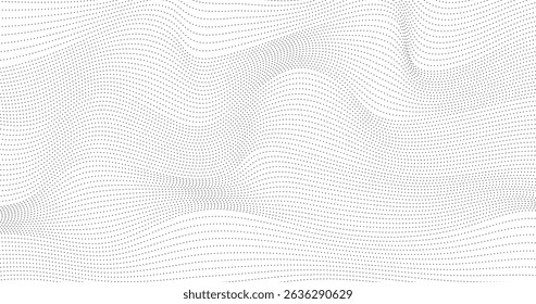 Estilo abstrato da grade de geografia de onda de partículas. Ilustração vetorial.