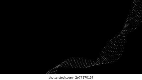 Onda Abstractas de partículas sobre fondo negro Diseño de Espacio para texto