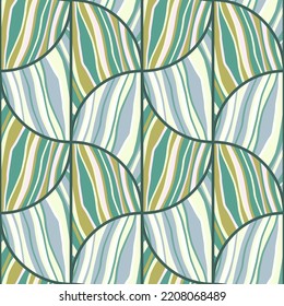 Abstract wave in patchwork style wallpaper. Mosaic geometric seamless patern. Decorative abstract lines ornament. Creative design for fabric, textile print, wrapping paper, cover. Vector illustration