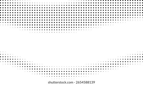 Padrão de onda abstrato de quadrados pretos desaparecendo e desaparecendo em um fundo branco