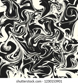 Abstract wave pattern black and white marble texture wall for interior design. Pattern for wallpaper, background or skin luxurious product. Liquid watercolor painting.
