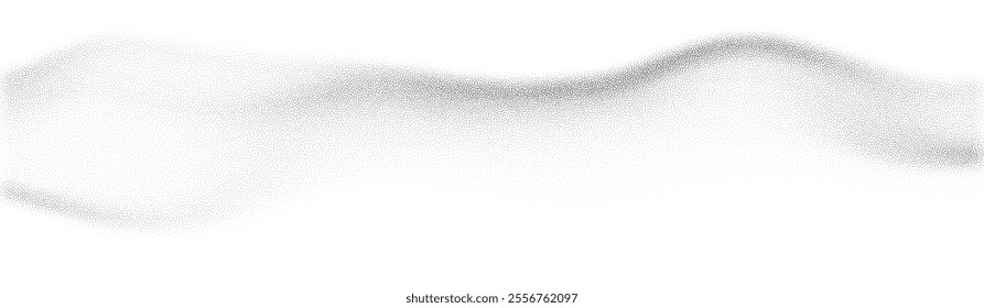 Abstract wave pattern composed of fine black dots on a white background. Represents fluidity, movement, and minimalistic design.