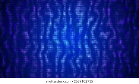 Abstract Wave Pattern With Dot. Blue And Purple Big Data Background For Ai Concept. Tech Sound Design.  Electric Transfer Through Fractal Network And Wide Form. Wavy Dots Noise Bg.