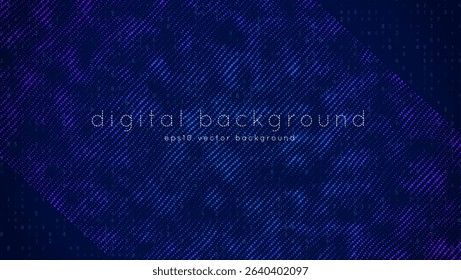 Abstract Wave Pattern With Dot. Blue And Purple Big Data Background For Ai Concept. Tech Sound Design.  Artificial Intelligence Stream In Pink Glowing Harmony. Wavy Dots Noise Bg.
