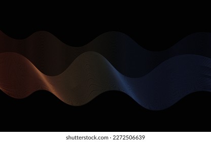 Abstract wave pattern line art background isolated on a dark background, modern day background element for computer wallpaper ,marketing, advertisement, office logo, presentation work, vector art